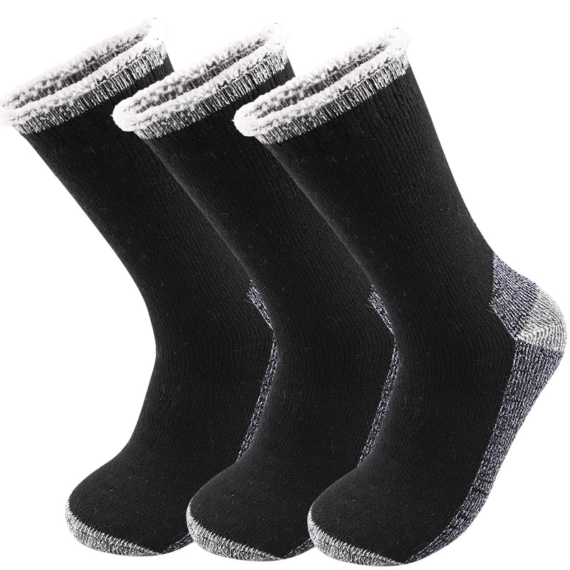 3 Paires Chaussettes Thermiques Merino Ultra Épaisses | Hiver Antifroid | Doublure Polaire & Bouclette | Confort Extrême