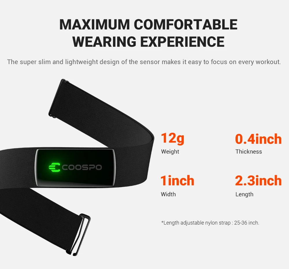 Ceinture Cardio Rechargeable COOSPO H9Z – Capteur de Fréquence Cardiaque Bluetooth 5.0 ANT+ Étanche IP67 pour Entraînement Sportif