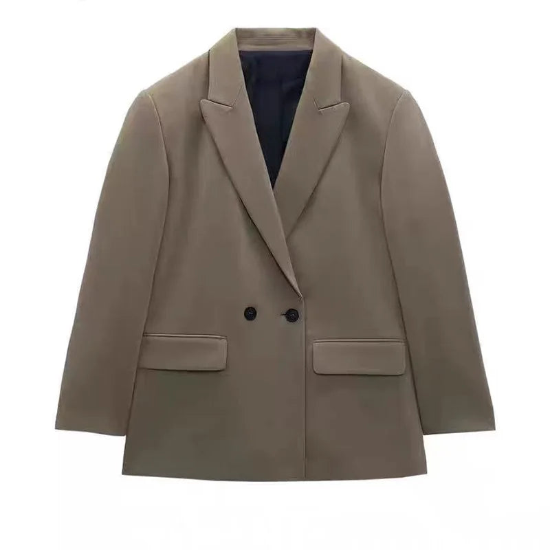 Veste Blazer Femme Automne-Hiver – Coupe Ample, Double Boutonnage, Style Chic & Décontracté