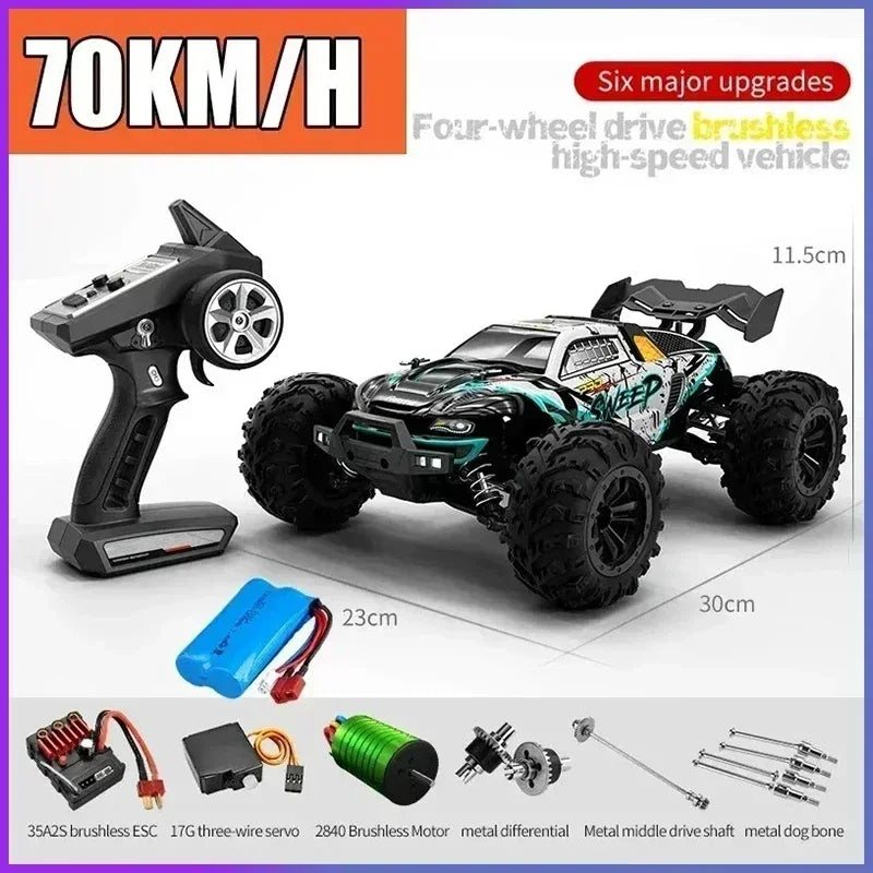 Voiture RC Brushless 4WD 1:16 – Haute Vitesse 70 km/h, Télécommande Longue Portée, Modèle Racing Tout-Terrain | SCY 16101/16102/16103 PRO