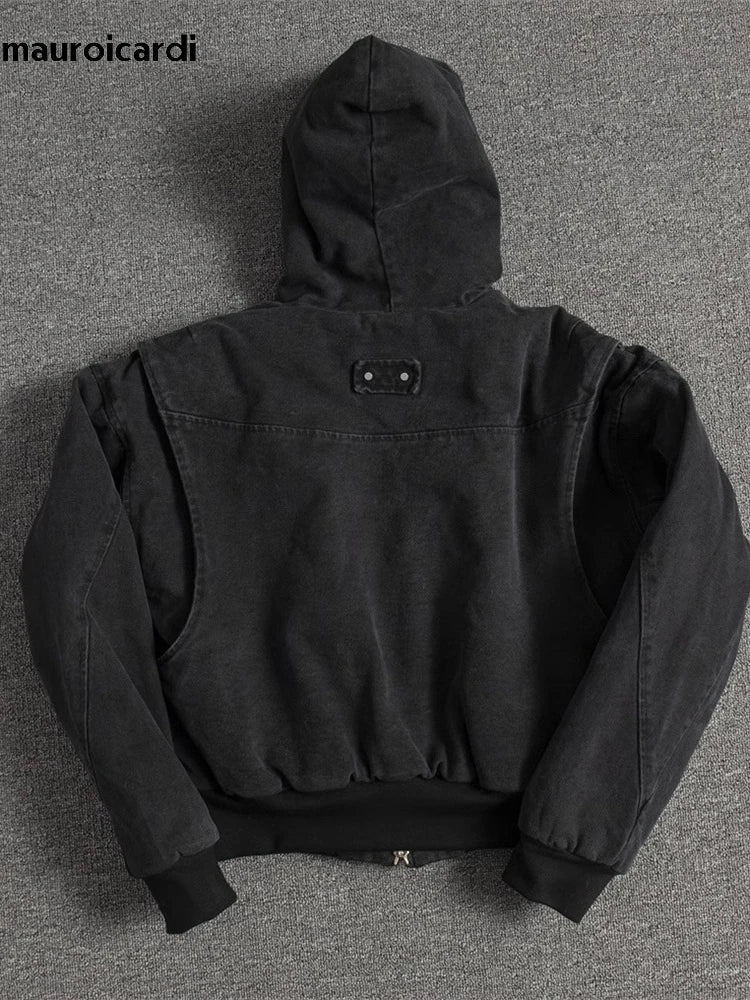 Veste Hiver Oversize Épais Homme/Femme – Canvas Lavé avec Doublure Fourrure Synthétique | Hoodie Chaud & Confort Loose Fit