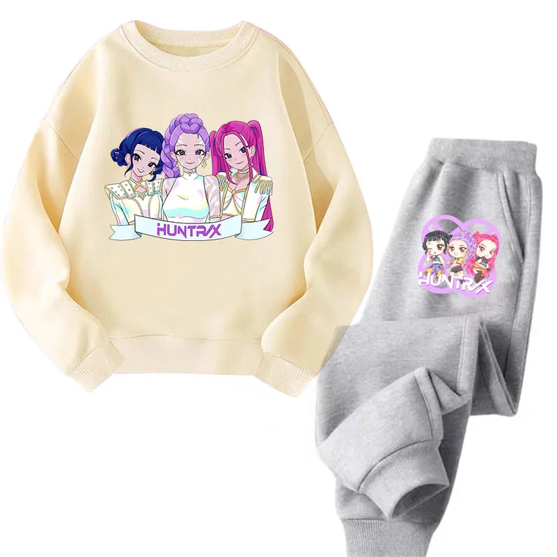 Ensemble Sweat + Pantalon Enfant – Kawaii Cartoon K-Pop | Hoodie Chaud & Jogging Confort | Filles & Garçons