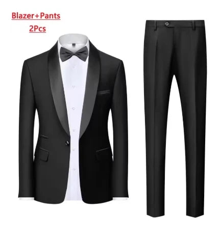 Costume Homme 3 Pièces – Blazer, Gilet & Pantalon | Slim Fit Élégant, Mariage & Soirée, Style Luxe 2025
