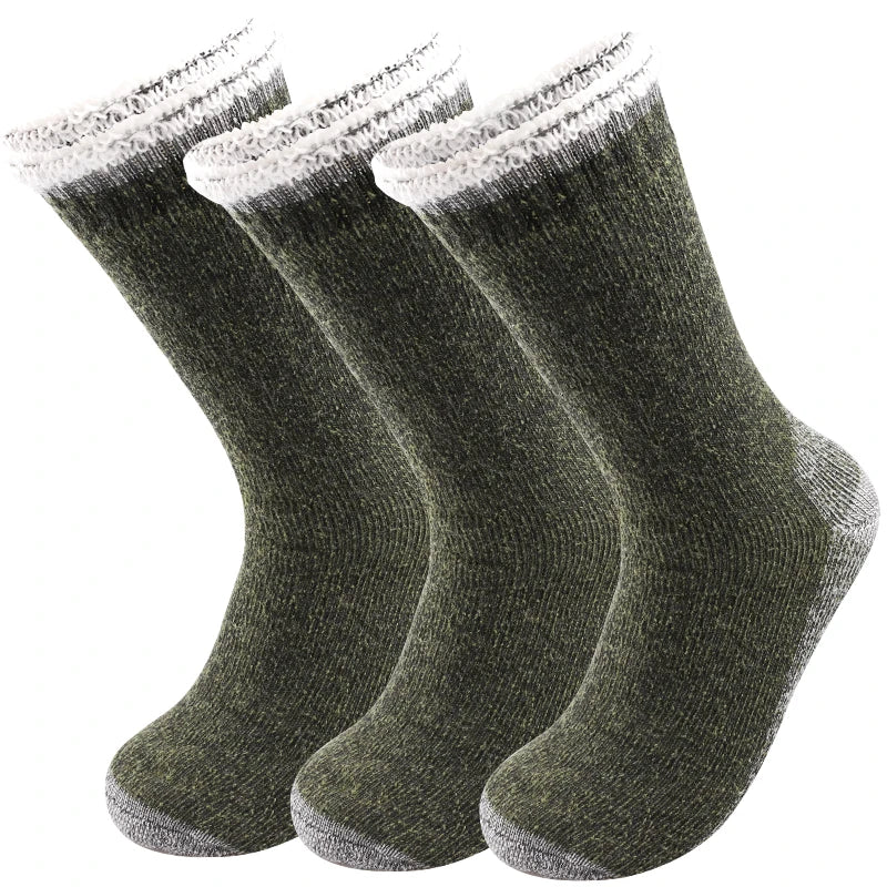 3 Paires Chaussettes Thermiques Merino Ultra Épaisses | Hiver Antifroid | Doublure Polaire & Bouclette | Confort Extrême