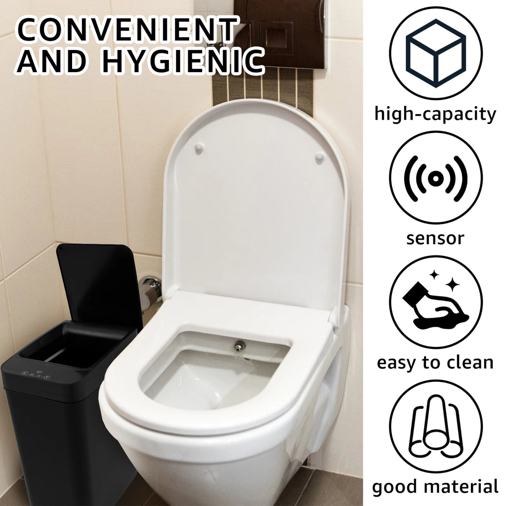 Poubelle Intelligente 12L – Automatique & Sans Contact | Capteur Infrarouge, Waterproof, Modèle Slim pour Cuisine & Salle de Bain