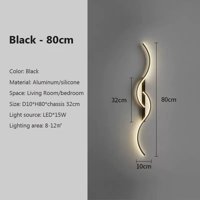 Applique Murale LED Moderne Minimaliste – Éclairage Design pour Chambre & Salon | Lampe Murale Longue en Vague - Applique Murale LED Moderne - BDM Beauty & Fashion Intl.