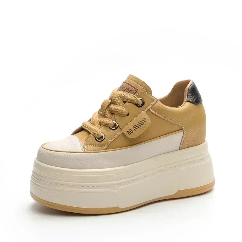 Baskets Plateforme en Cuir Véritable – Semelle Vulcanisée 9 cm – Confort & Style Casual Femme - Chaussures Femme - BDM Beauty & Fashion Intl.