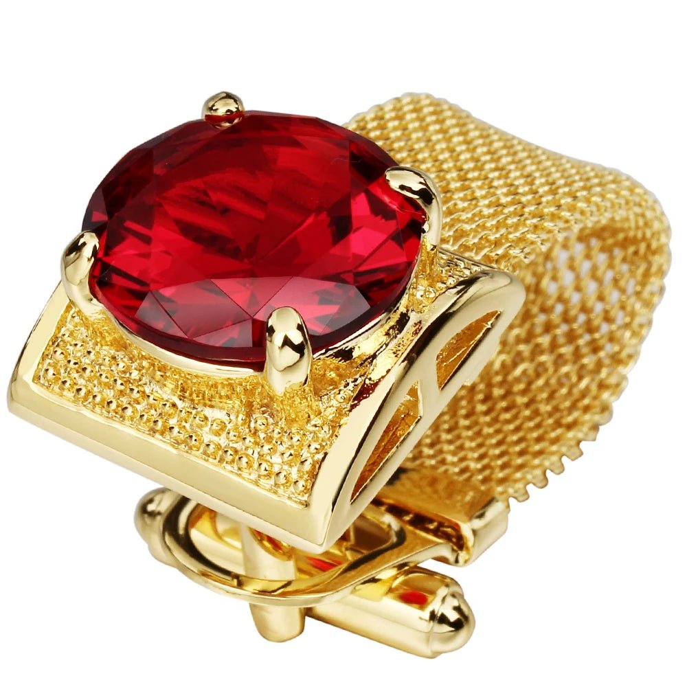 Boutons de Manchette Homme Luxe Doré – Cristal Élégant, Accessoire Mariage & Business | Cadeau Prestige 2025 - Boutons de Manchette - BDM Beauty & Fashion Intl.