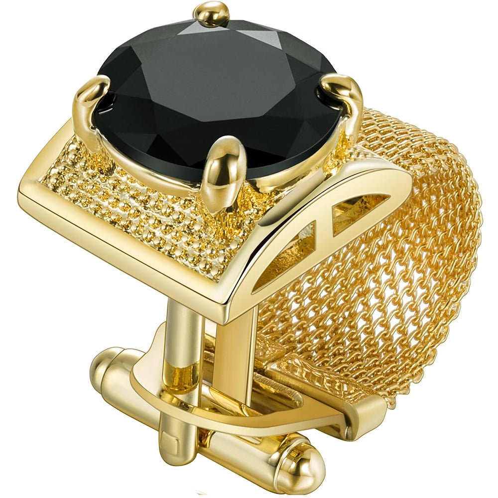 Boutons de Manchette Homme Luxe Doré – Cristal Élégant, Accessoire Mariage & Business | Cadeau Prestige 2025 - Boutons de Manchette - BDM Beauty & Fashion Intl.