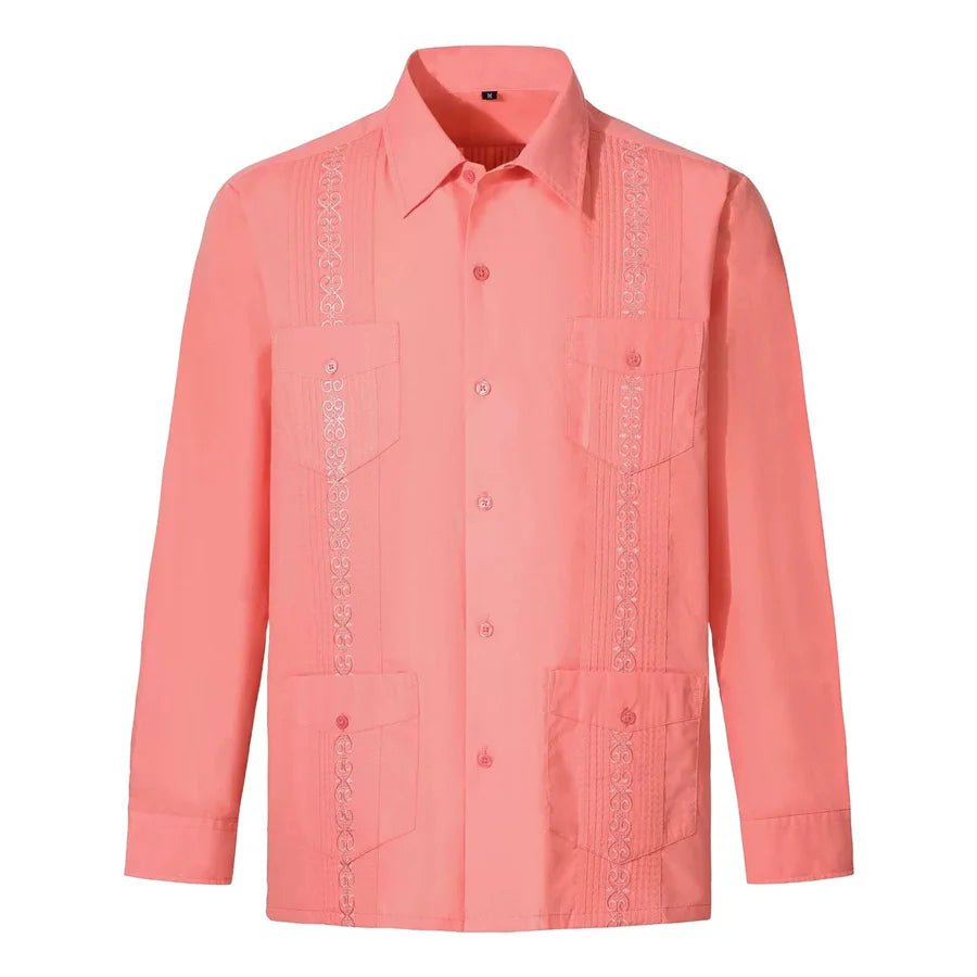 Chemise Guayabera Brodée Homme 4 Poches Manches Longues - Chemises pour Homme - BDM Beauty & Fashion Intl.