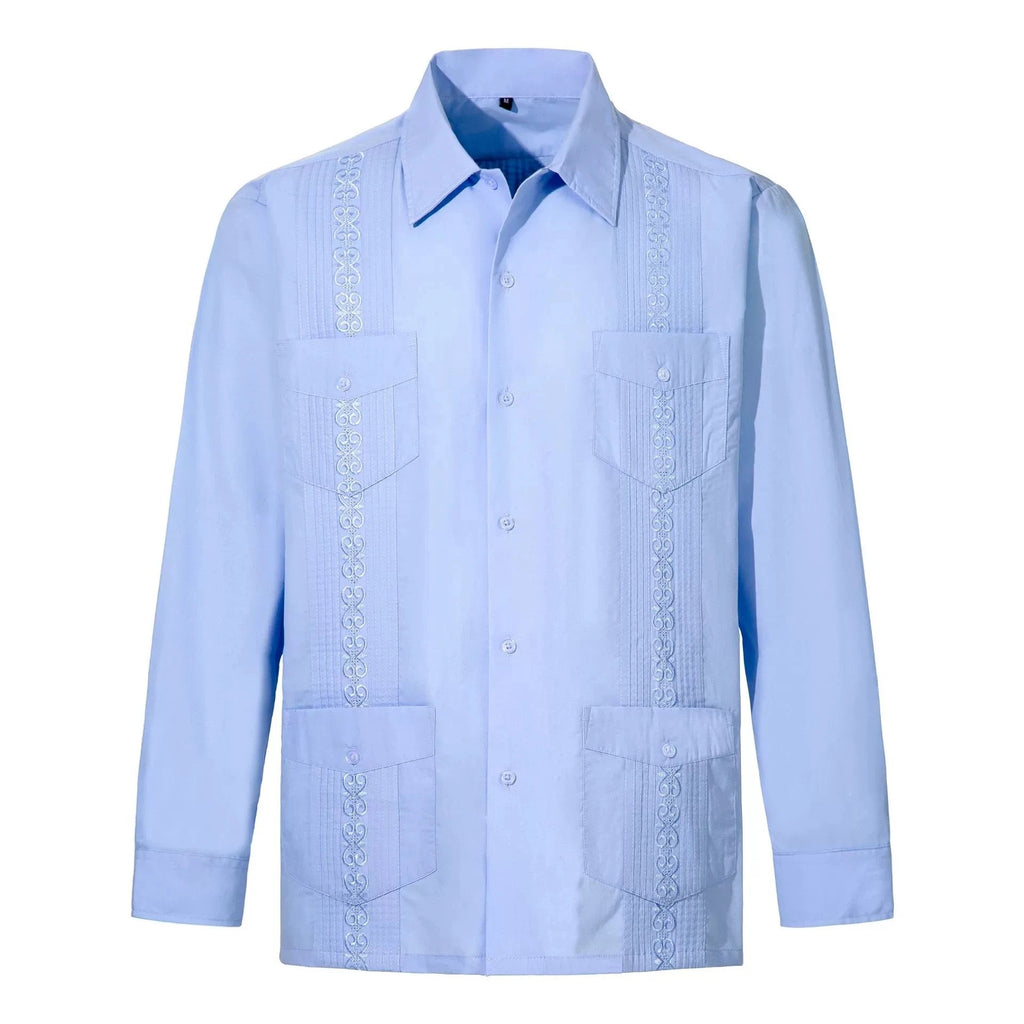 Chemise Guayabera Brodée Homme 4 Poches Manches Longues - Chemises pour Homme - BDM Beauty & Fashion Intl.
