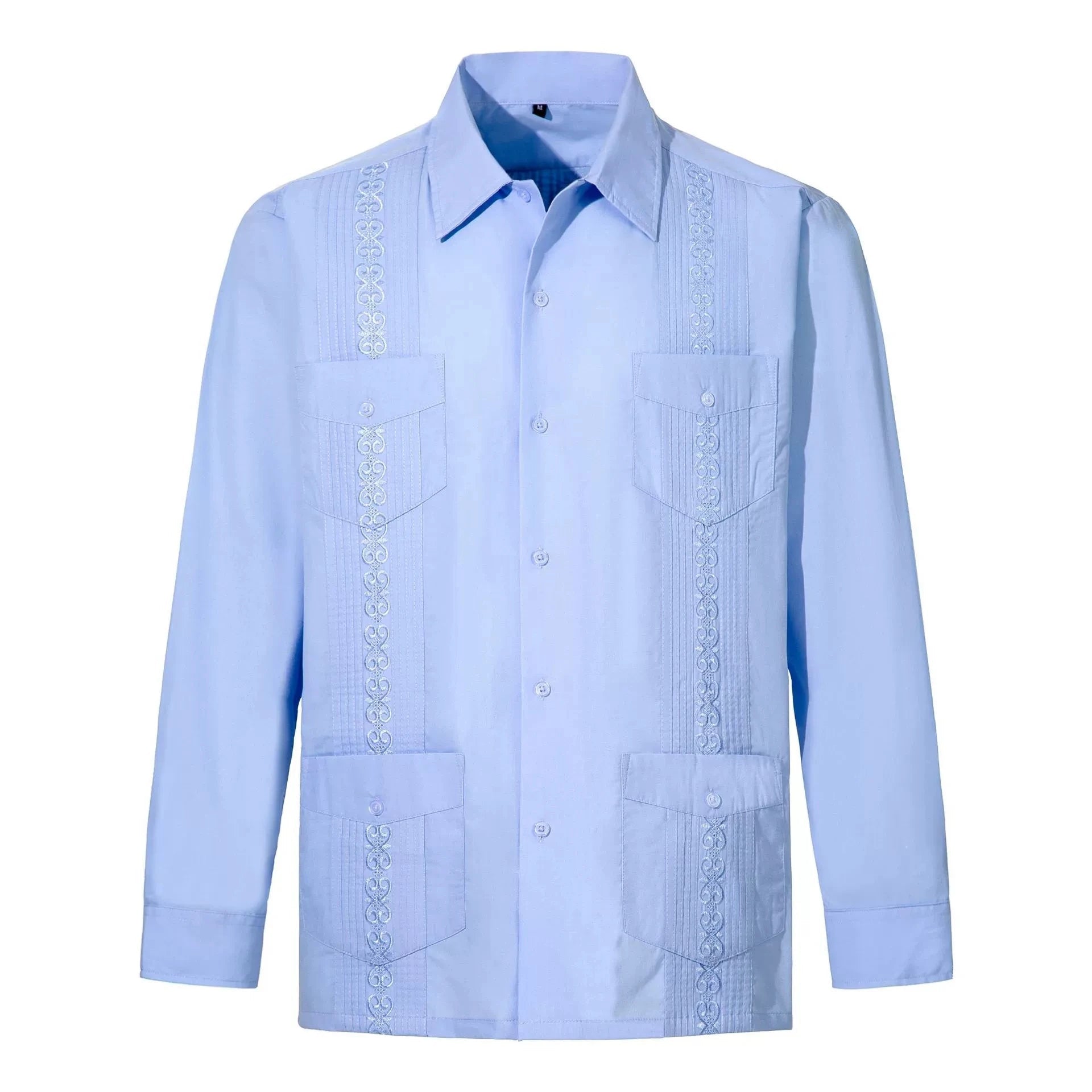 Chemise Guayabera Brodée Homme 4 Poches Manches Longues - Chemises pour Homme - BDM Beauty & Fashion Intl.
