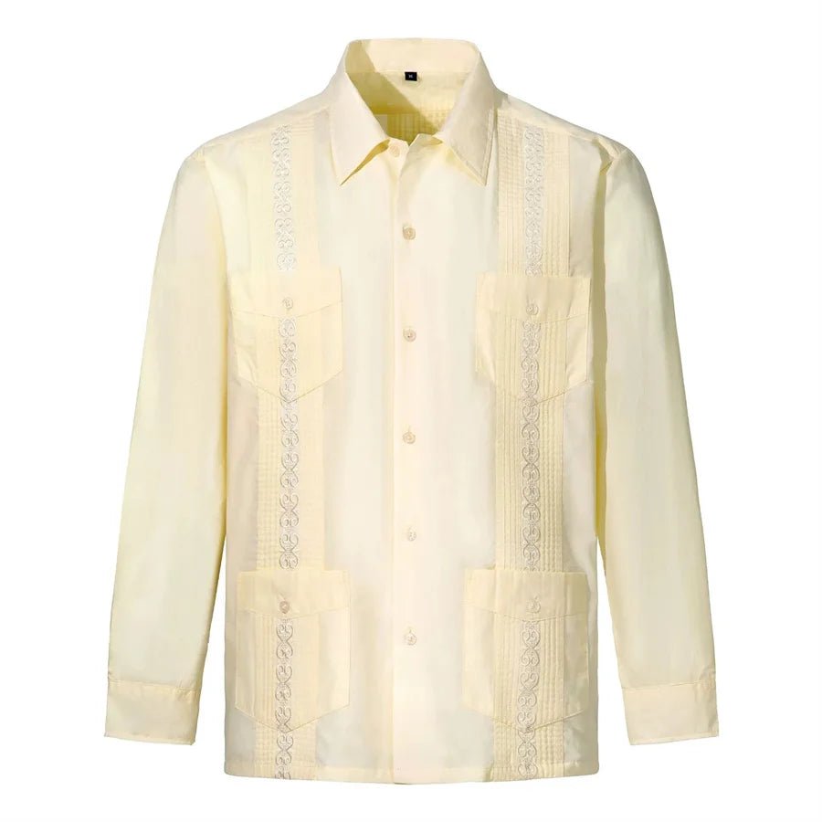 Chemise Guayabera Brodée Homme 4 Poches Manches Longues - Chemises pour Homme - BDM Beauty & Fashion Intl.
