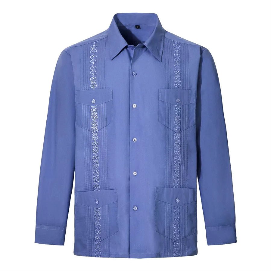Chemise Guayabera Brodée Homme 4 Poches Manches Longues - Chemises pour Homme - BDM Beauty & Fashion Intl.