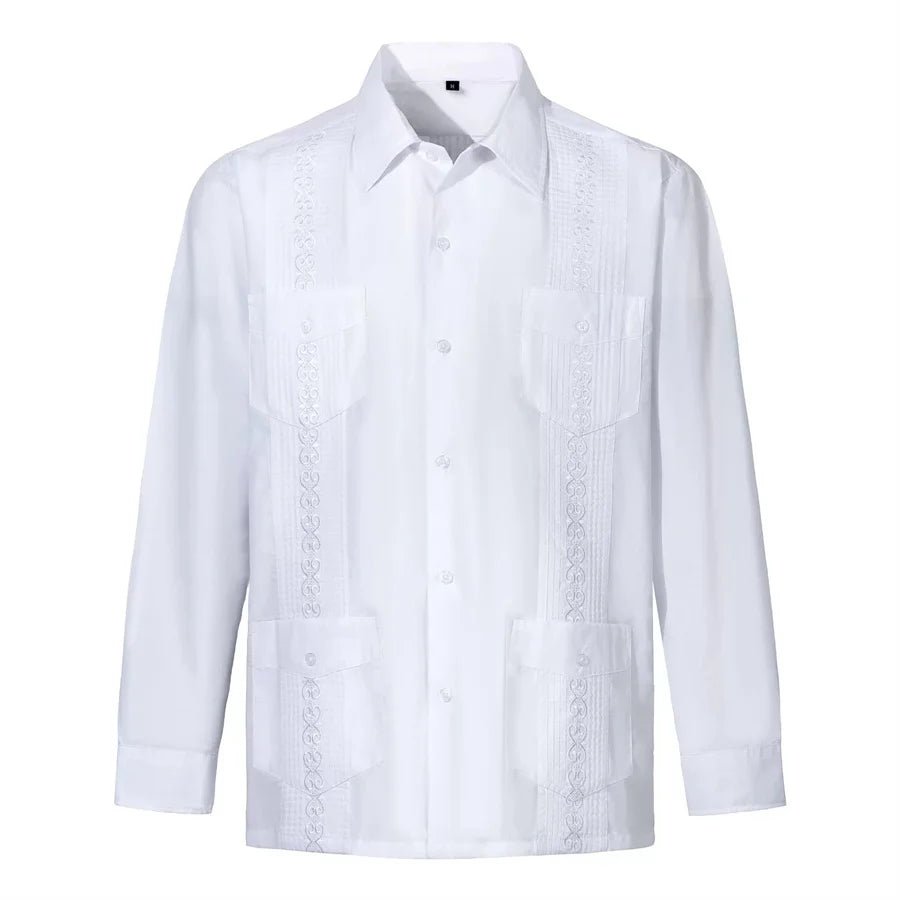 Chemise Guayabera Brodée Homme 4 Poches Manches Longues - Chemises pour Homme - BDM Beauty & Fashion Intl.