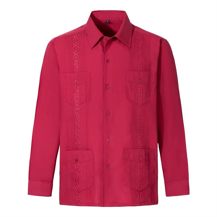Chemise Guayabera Brodée Homme 4 Poches Manches Longues - Chemises pour Homme - BDM Beauty & Fashion Intl.