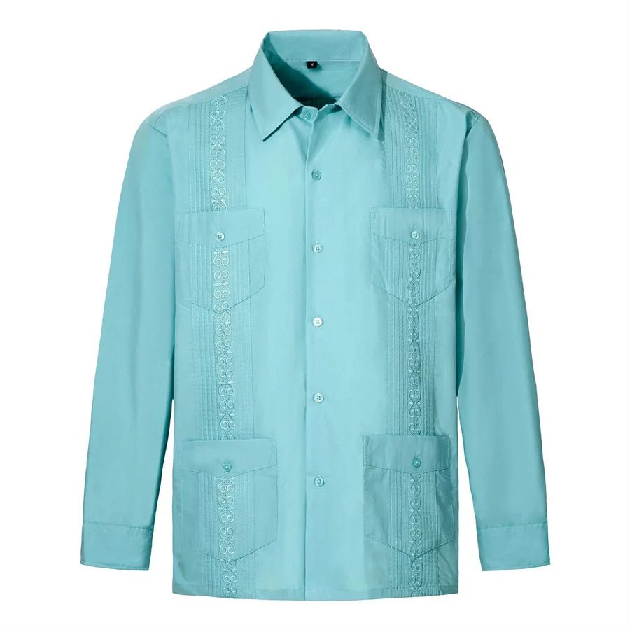 Chemise Guayabera Brodée Homme 4 Poches Manches Longues - Chemises pour Homme - BDM Beauty & Fashion Intl.