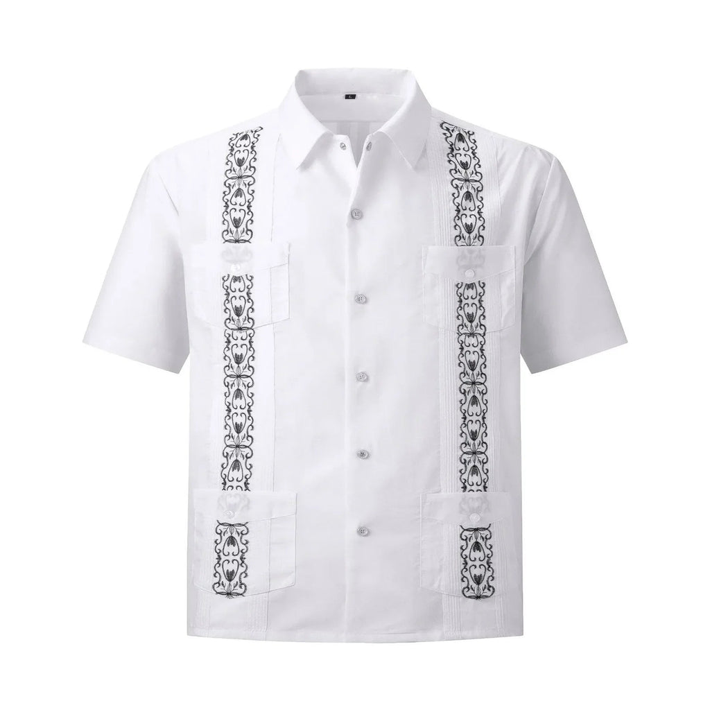 Chemise Guayabera Homme 4 Poches Manches Courtes Brodée - Chemises pour Homme - BDM Beauty & Fashion Intl.