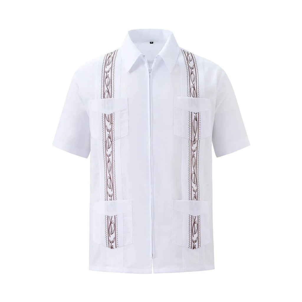Chemise Guayabera Homme Fermeture Éclair 4 Poches Brodée - Chemises pour Homme - BDM Beauty & Fashion Intl.