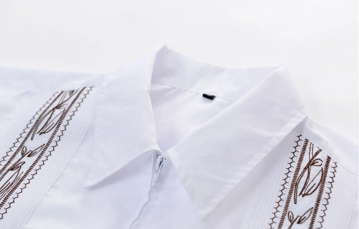 Chemise Guayabera Homme Fermeture Éclair 4 Poches Brodée - Chemises pour Homme - BDM Beauty & Fashion Intl.