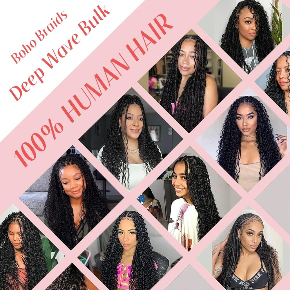 Cheveux Brésiliens Deep Wave Bulk Boho Crochet 100% - Extensions Cheveux - BDM Beauty & Fashion Intl.