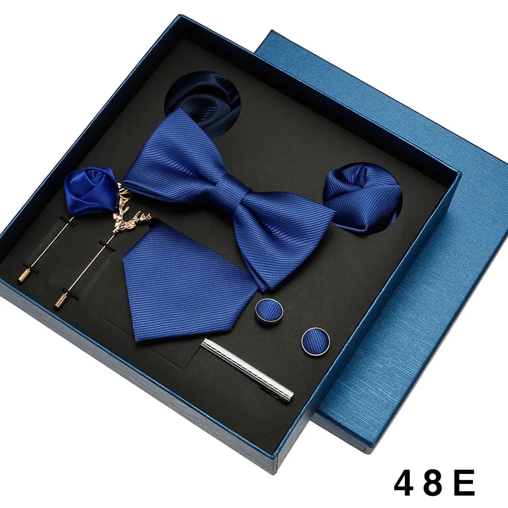 Coffret Cravate Homme – Cravate en Soie + Pochette + Boutons de Manchette | Ensemble Cadeau Élégant Mariage & Business 2025 - Coffret Cravate Homme - BDM Beauty & Fashion Intl.