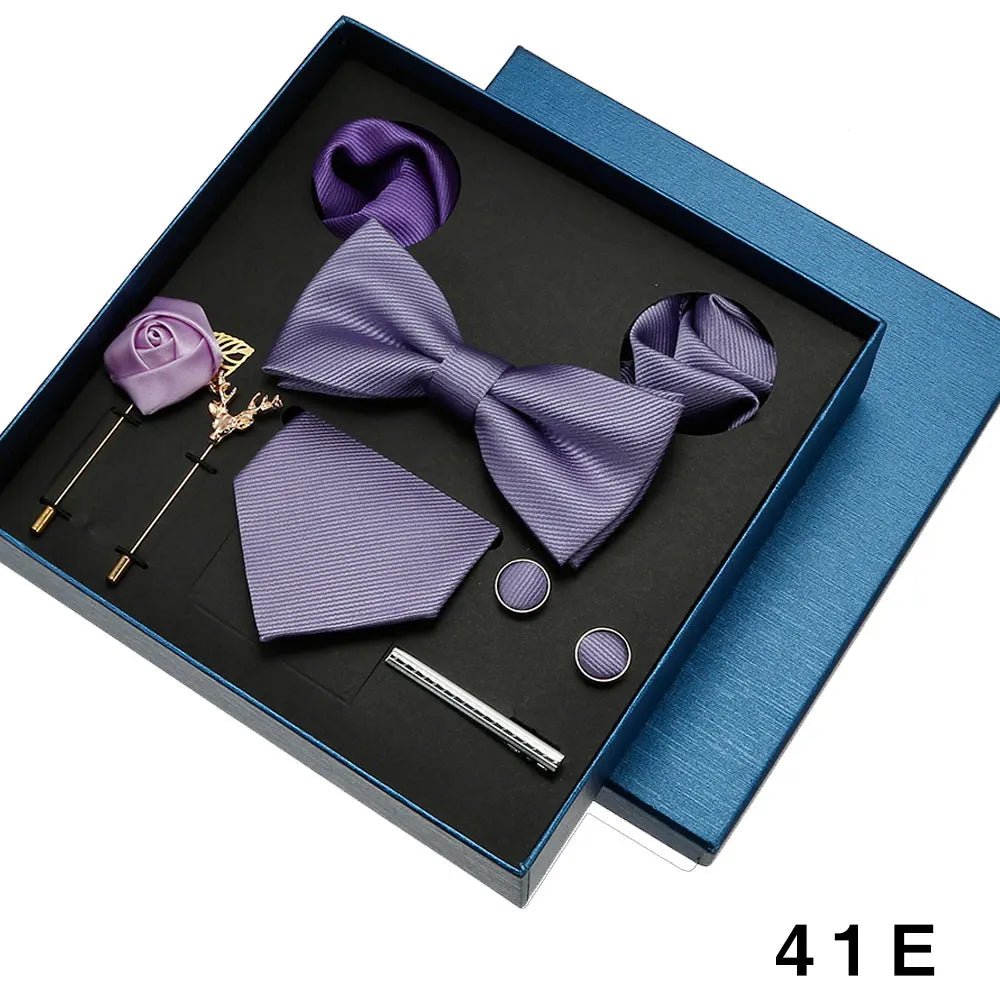 Coffret Cravate Homme – Cravate en Soie + Pochette + Boutons de Manchette | Ensemble Cadeau Élégant Mariage & Business 2025 - Coffret Cravate Homme - BDM Beauty & Fashion Intl.