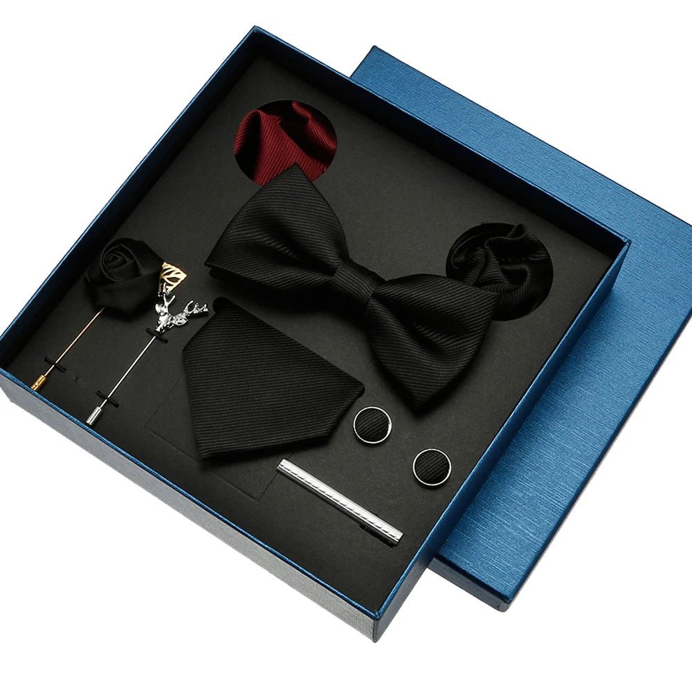Coffret Cravate Homme – Cravate en Soie + Pochette + Boutons de Manchette | Ensemble Cadeau Élégant Mariage & Business 2025 - Coffret Cravate Homme - BDM Beauty & Fashion Intl.