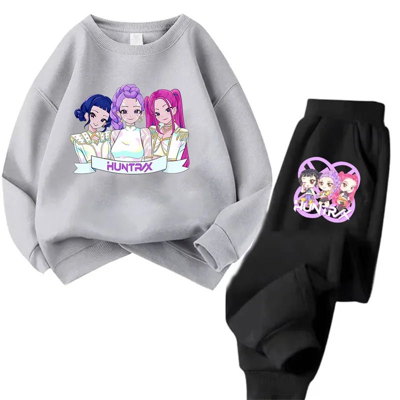 Ensemble Sweat + Pantalon Enfant – Kawaii Cartoon K - Pop | Hoodie Chaud & Jogging Confort | Filles & Garçons - Ensemble hoodie + pantalon enfant / Kids Cartoon Tracksuit Set - BDM Beauty & Fashion Intl.