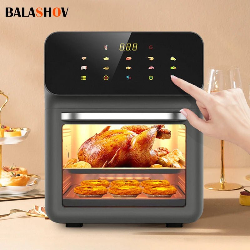 Friteuse à Air 10L Multifonction 1300W – Four Convection 360° Sans Huile, Écran Tactile Intelligent, Cuisson Rapide & Transparente | Air Fryer Grande Capacité - Air Fryer / Friteuse à Air - BDM Beauty & Fashion Intl.