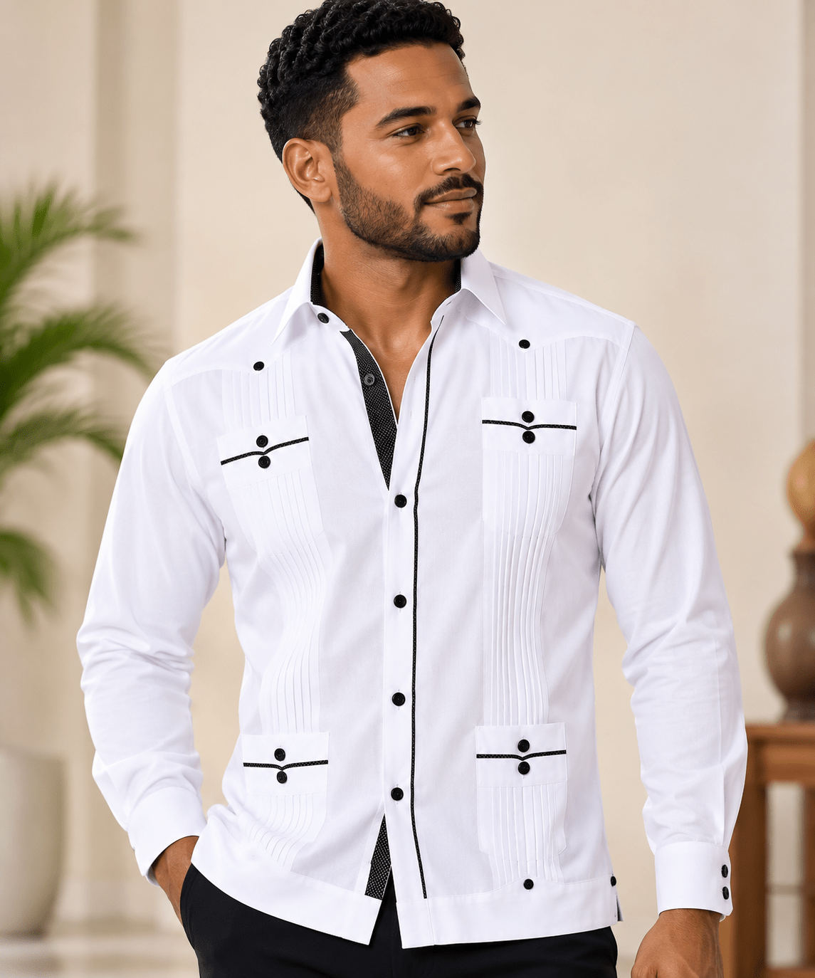 Guayabera Homme 100 % Coton – Manches Longues – 4 Poches - Chemises - BDM Beauty & Fashion Intl.