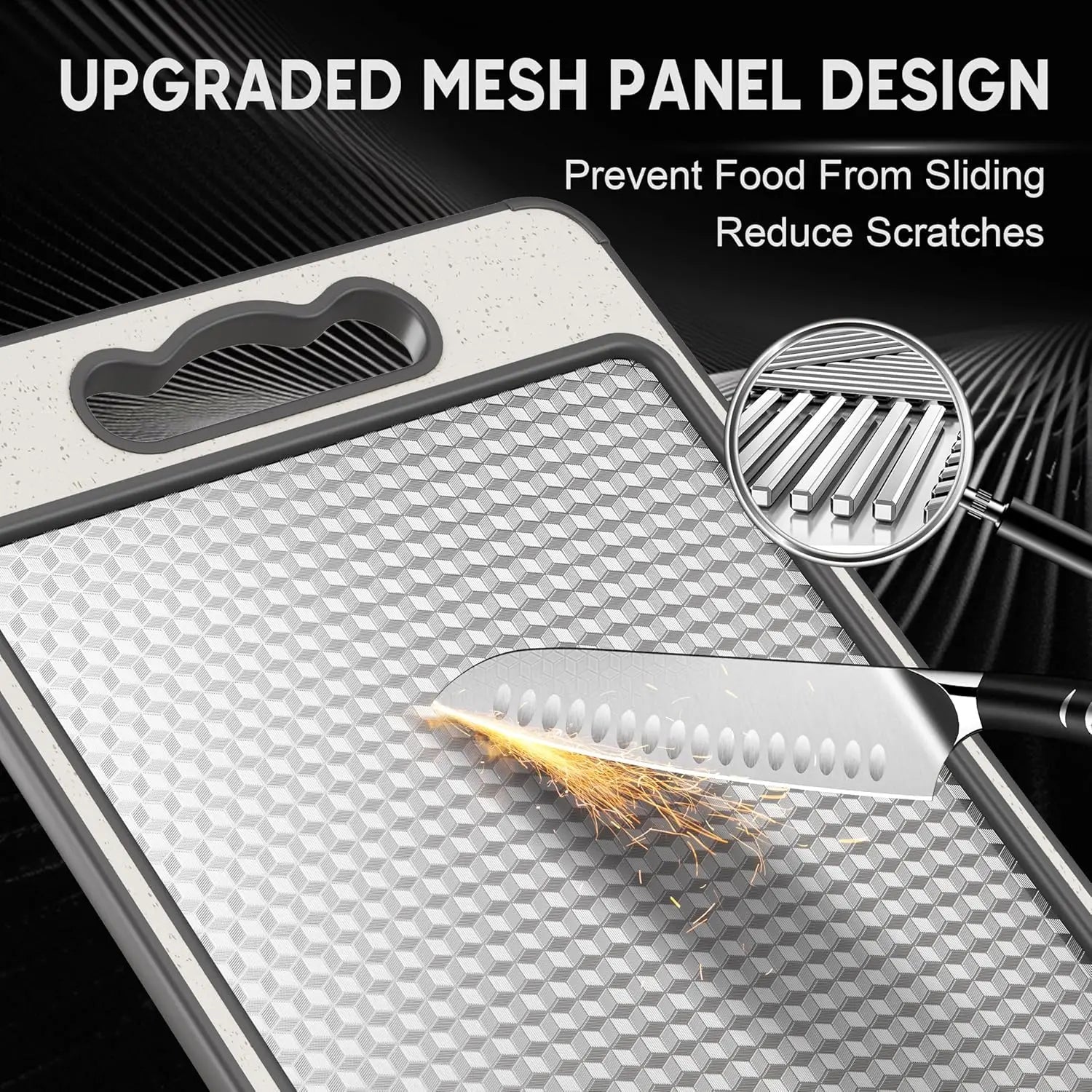 Planche À Découper Double Face Acier Inox Anti - Rayures – Surface Antidérapante Silicone | Planche Cuisine Viande, Fruits & Légumes - Planche à Découper - BDM Beauty & Fashion Intl.