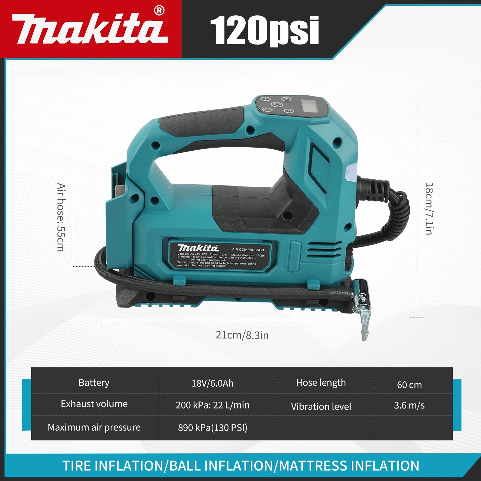 Pompe à Air Portable 18V – Gonfleur Sans Fil Voiture - Outil électrique - BDM Beauty & Fashion Intl.