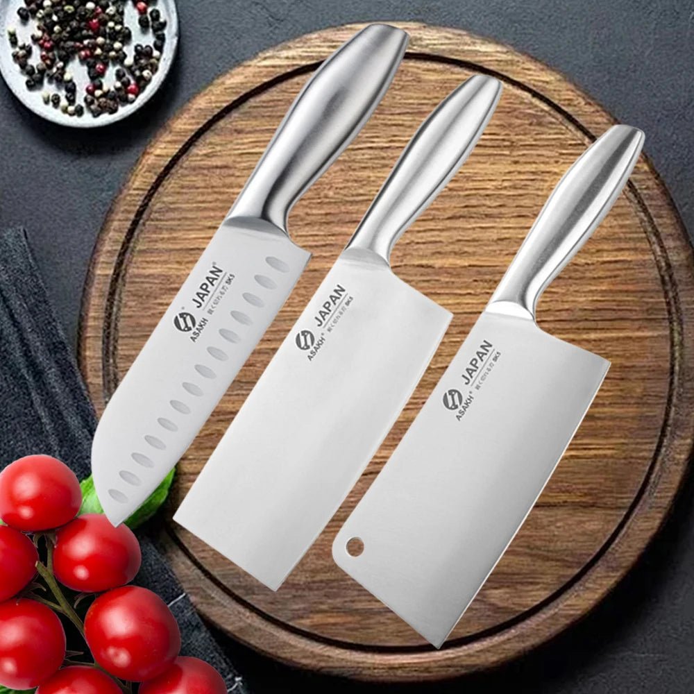 Set de Couteaux Japonais Hollow Handle 7PCS – Acier Inox Ultra Tranchant | Chef Knife, Meat Cleaver, Boning Knife avec Support - Couteaux de Cuisine - BDM Beauty & Fashion Intl.